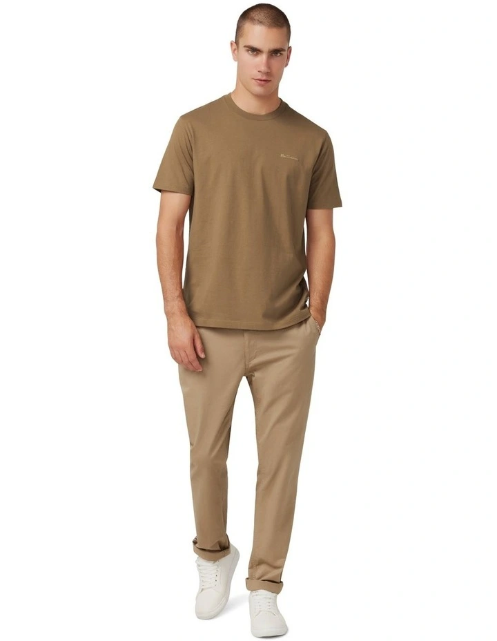 Signature Chest Embroidery Tee in Brown
