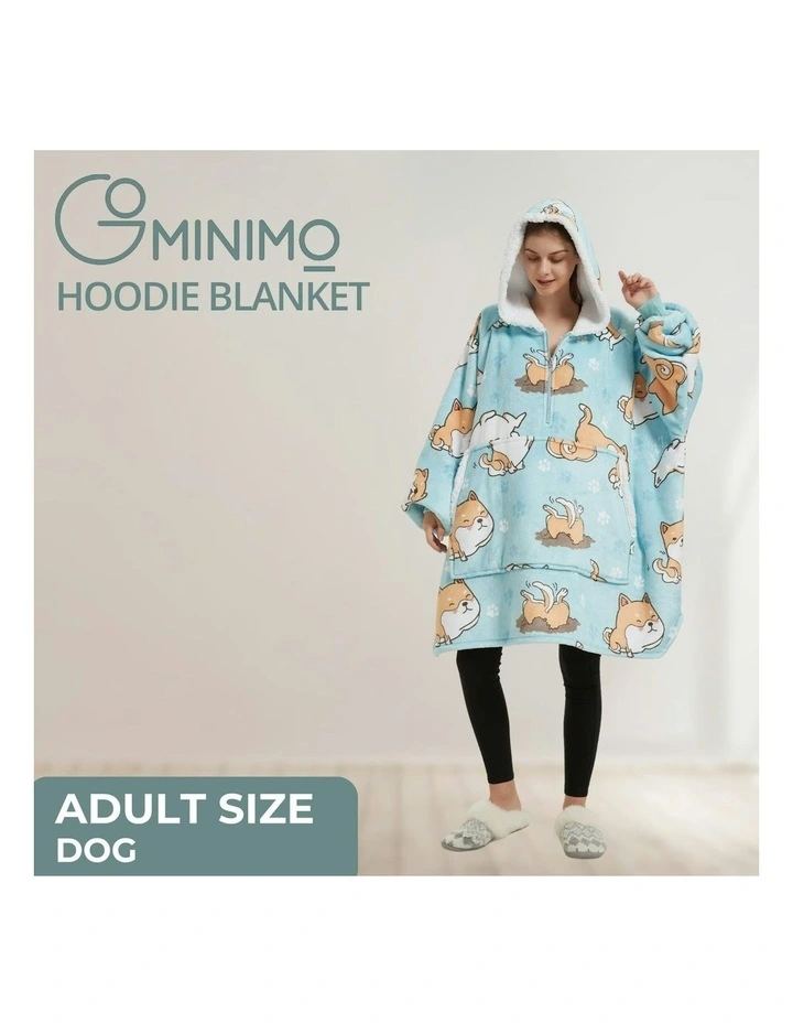 Hoodie Blanket Adult in Blue Dog