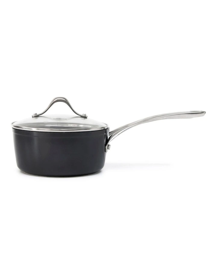 Tan-Ium Saucepan With Glass Lid 18cm in Black