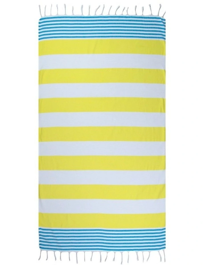 Thin Turkish Towel in Yellow/Blue