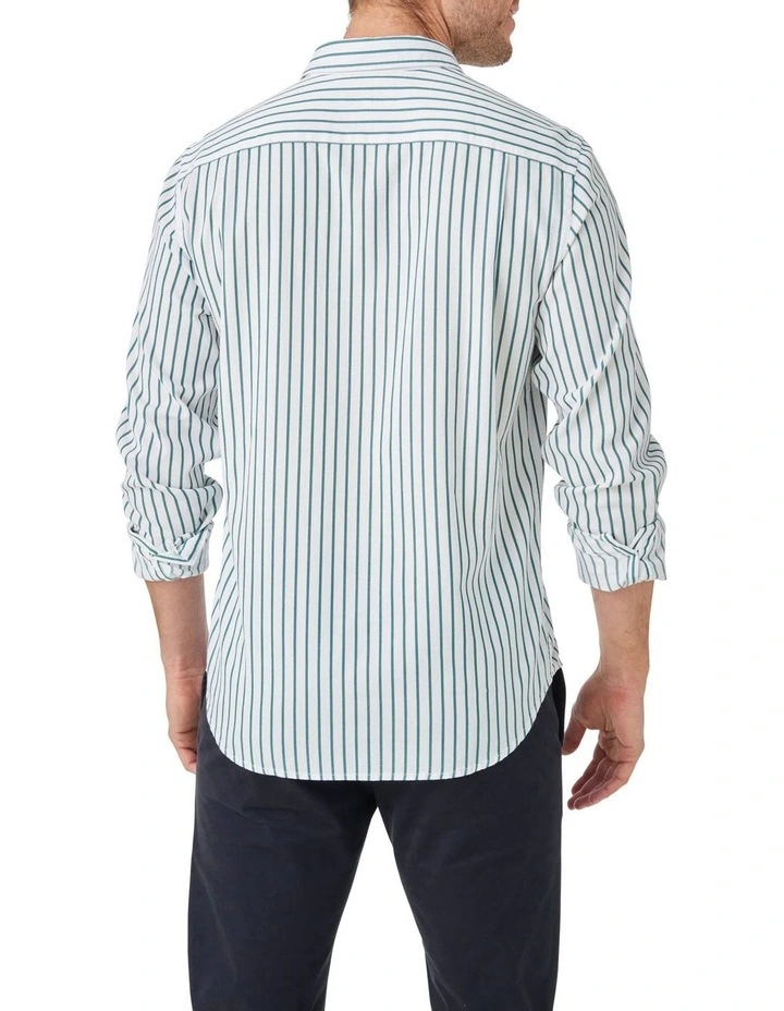 Cam Stripe Long Sleeve Shirt in Green