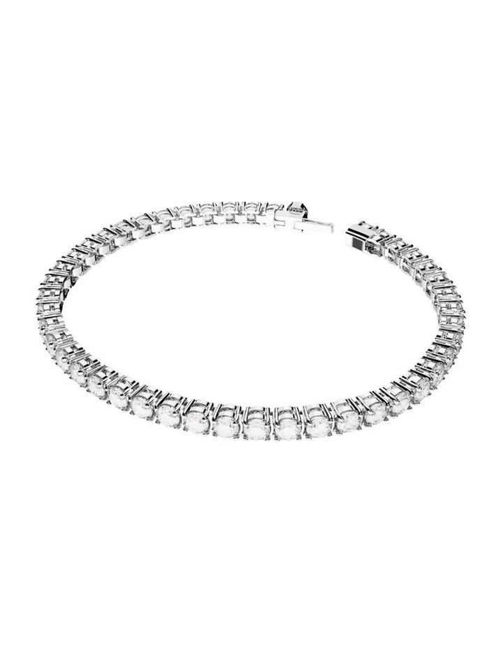 Matrix Tennis Bracelet Round Cut Small Rhodium Plated in White