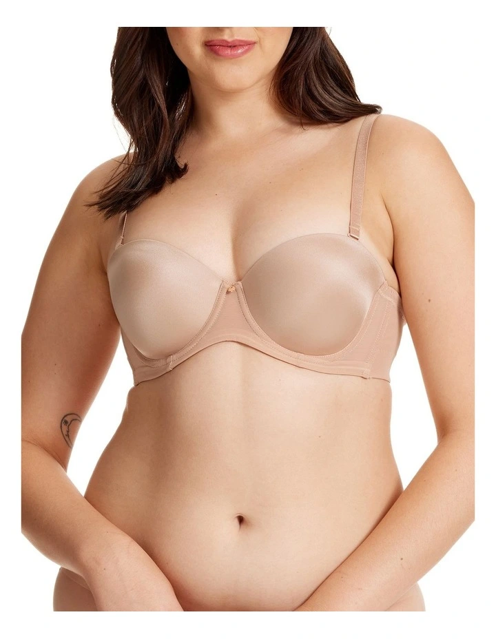 Sheer Support Full Coverage Strapless Bra in Beige