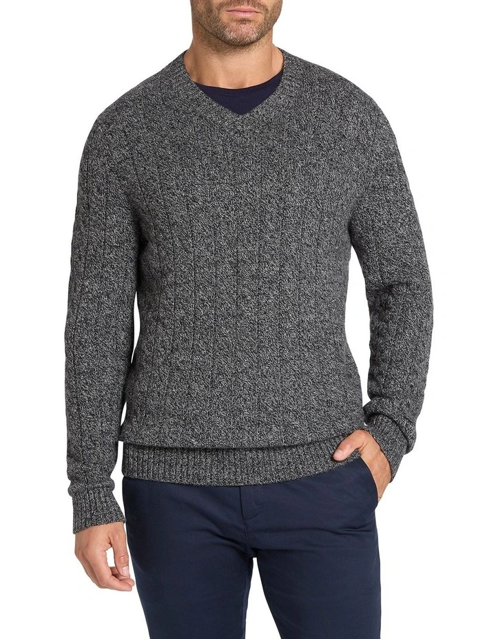 Jayme V Neck Jumper in Grey/Multi