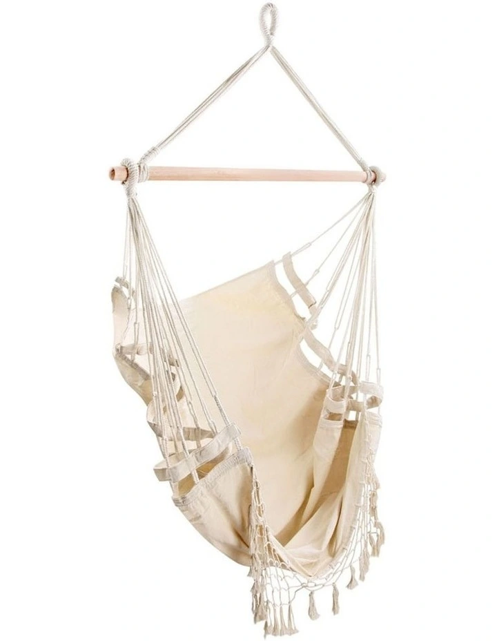 Outdoor Hanging Hammock Swing Chair in Cream