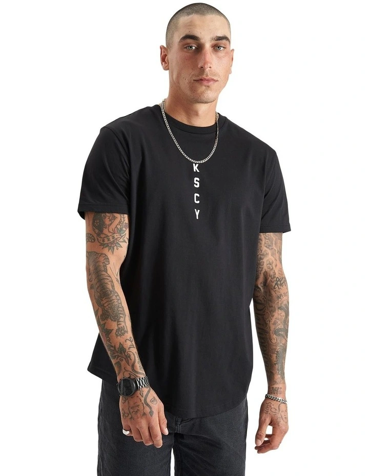 Vigour Dual Curved Tee in Jet Black