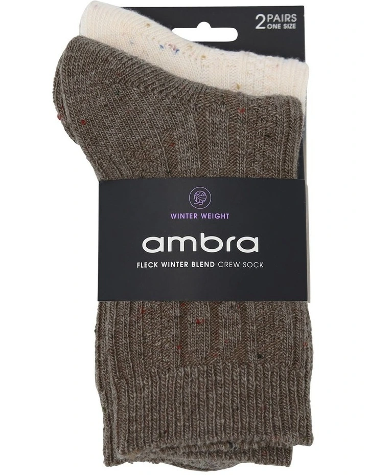 Fleck Winter Blend Crew Sock 2 Pack in Taupe/Cream