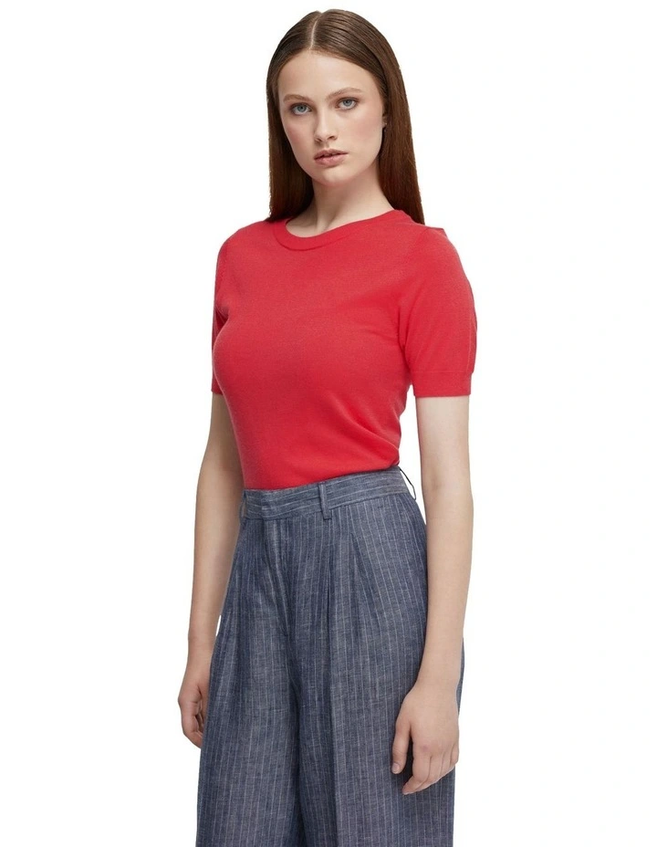 Grace Short Sleeve Cashmere Blend Top in Pink