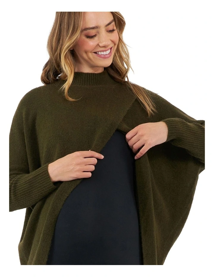 Hallie Cross Over Knit in Khaki