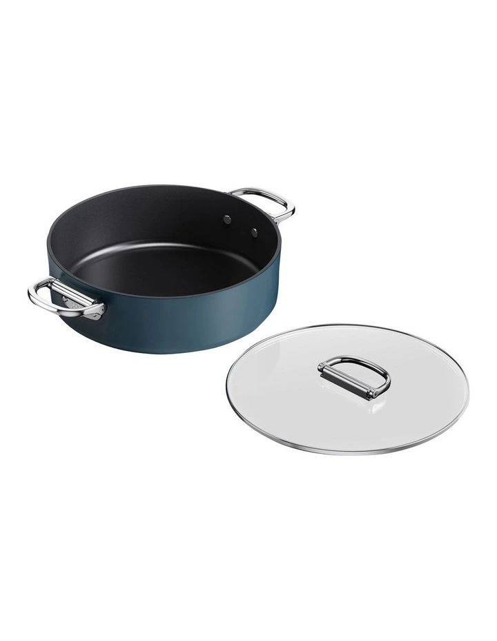 Space Non-stick Shallow Casserole and lid 28cm in Midnight Blue