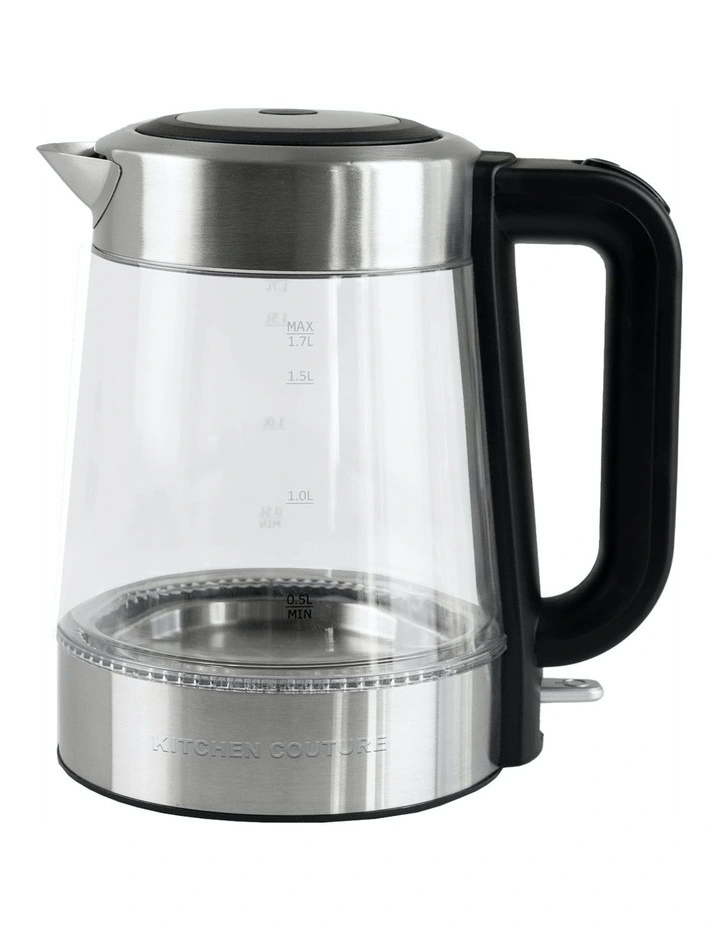 Cool Touch Stainless Steel LED Glass Kettle 1.7L in Clear