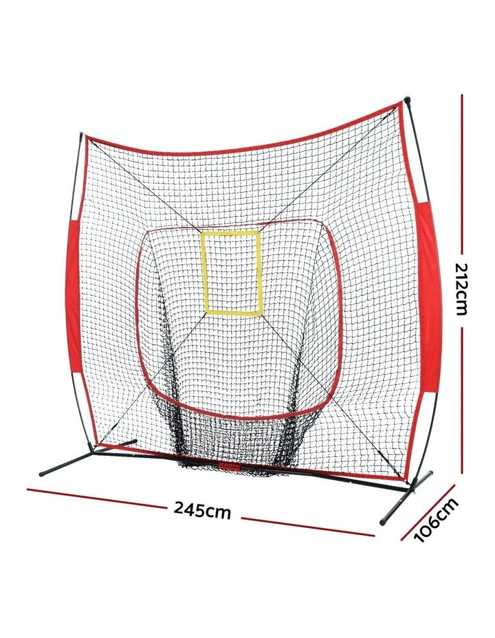 Portable Baseball Training Net Stand Softball Sports Tennis Practice in Red