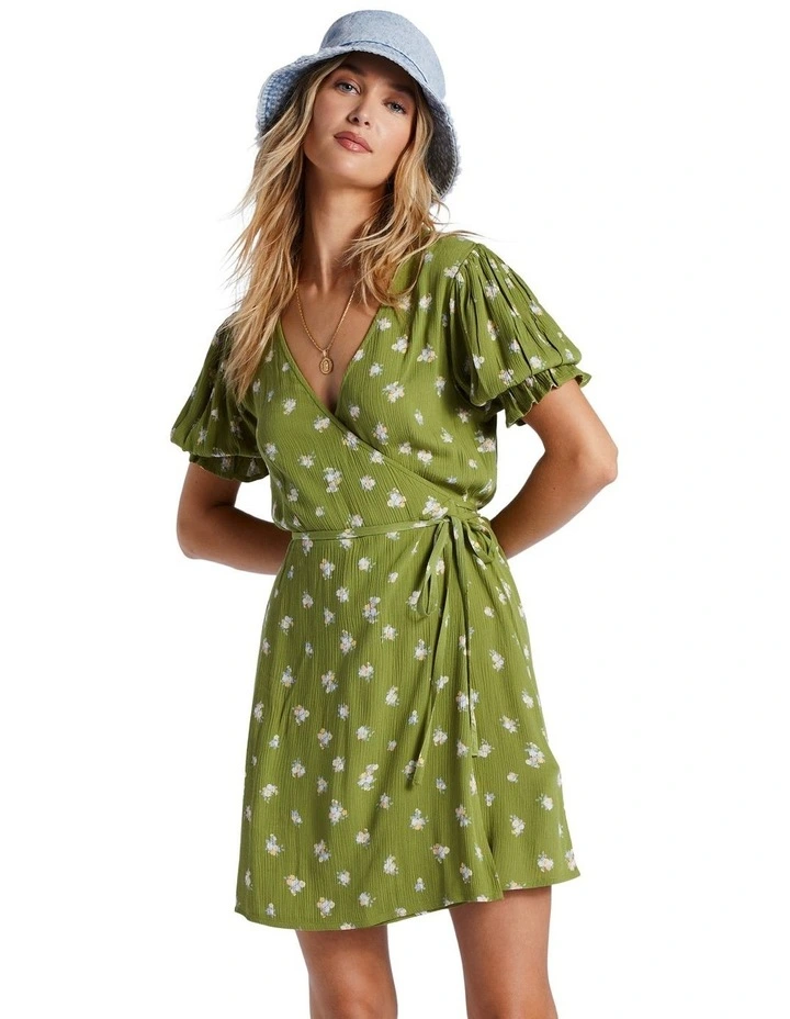 Chiquita Wrap Dress in Green Eyes