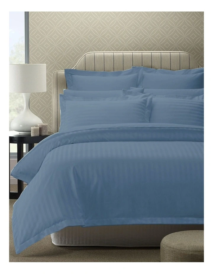 Damask 1200TC Cotton Sateen Quilt Cover Set in Blue