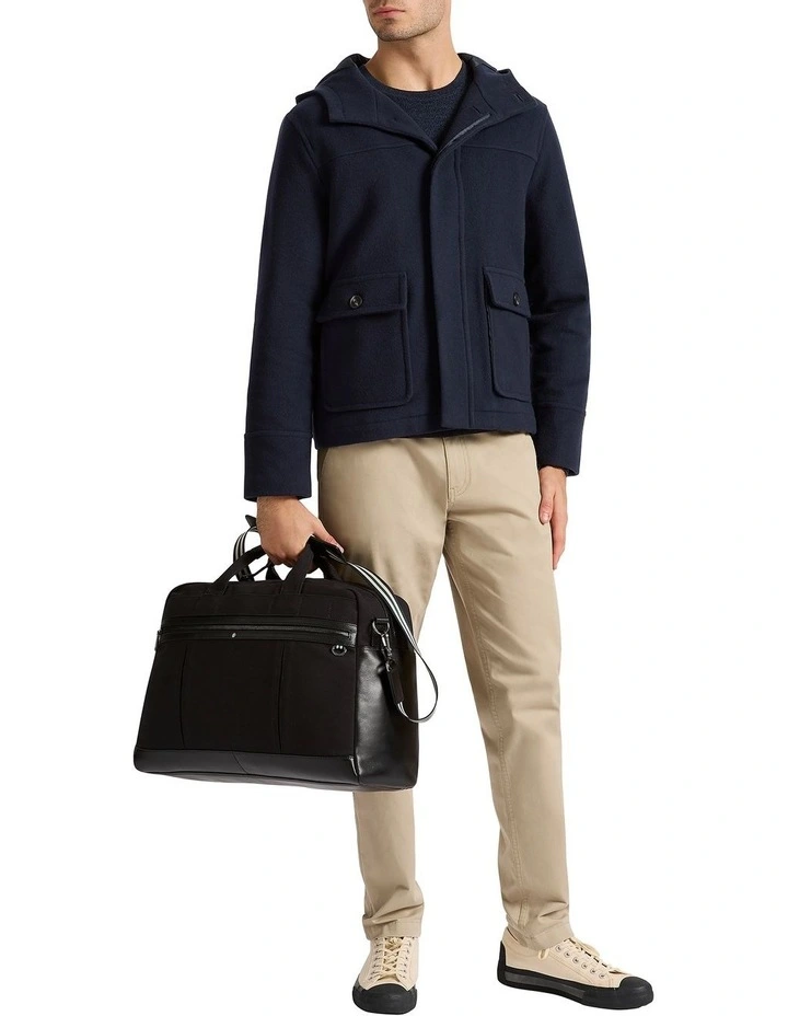 Marius Leather Trim Holdall in Black