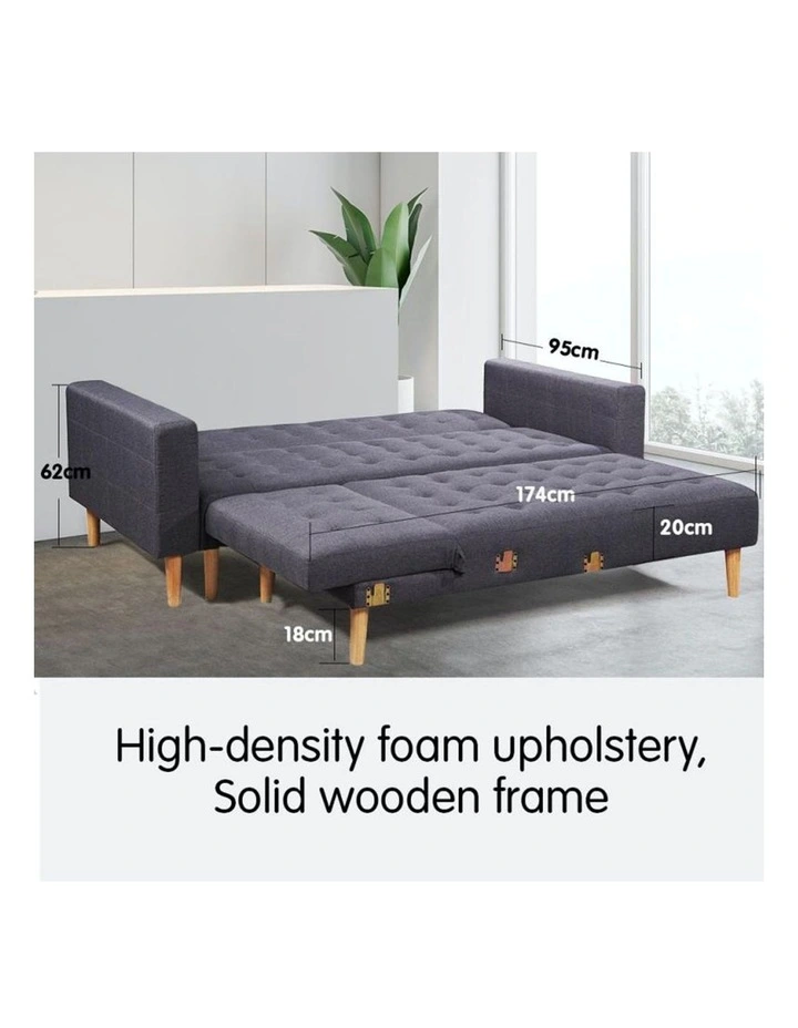 Sarantino Corner Sofa Bed Lounge Couch Modular Furniture Home Linen Fabric Chaise Grey
