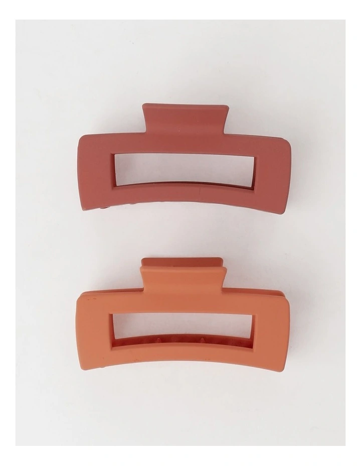 2 Pack Rectangle Matte Claw Clip in Pink