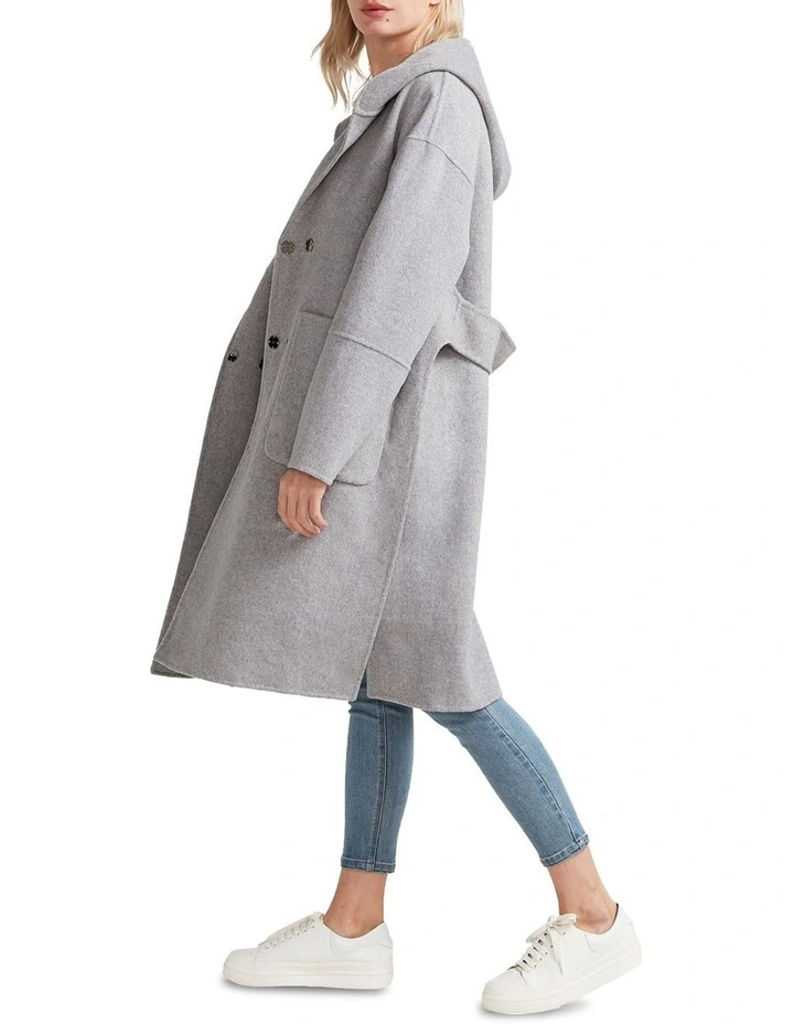 Walk This Way Wool Blend Oversized Coat in Grey