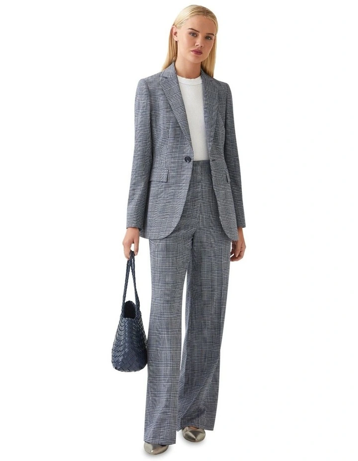 Ebony Eco Checked Suit Jacket in Navy