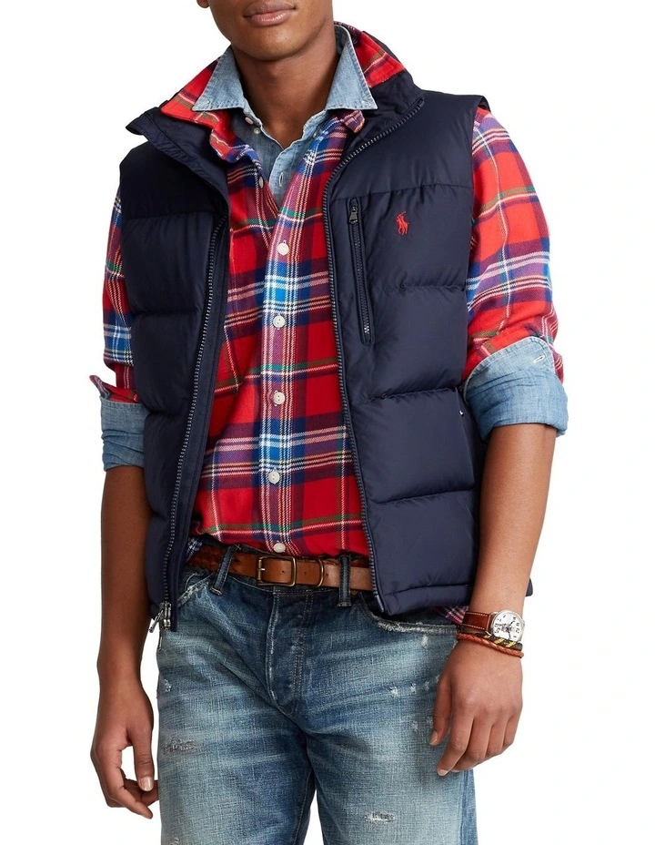 Water-Repellent Down Vest Navy