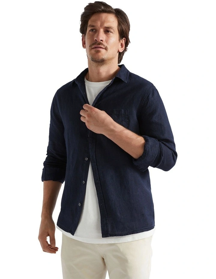 Linen Shirt in Midnight Blue