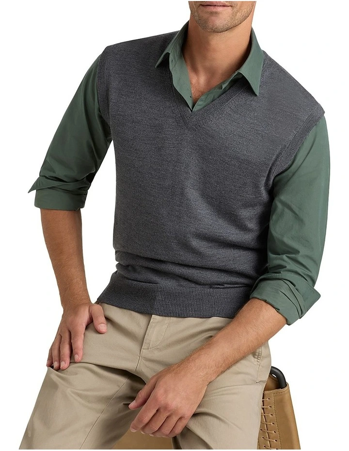 Lawson Merino Vest in Charcoal Melange