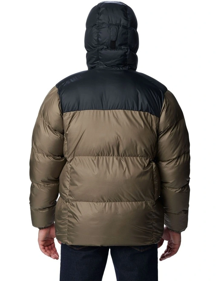 Puffect Hooded Jacket in Stone Green/Black