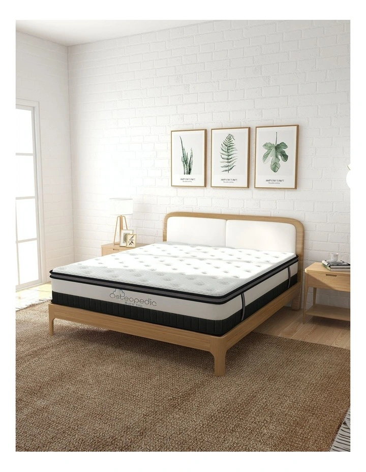 Euro Top Mattress Medium Firm Hybrid Design in White