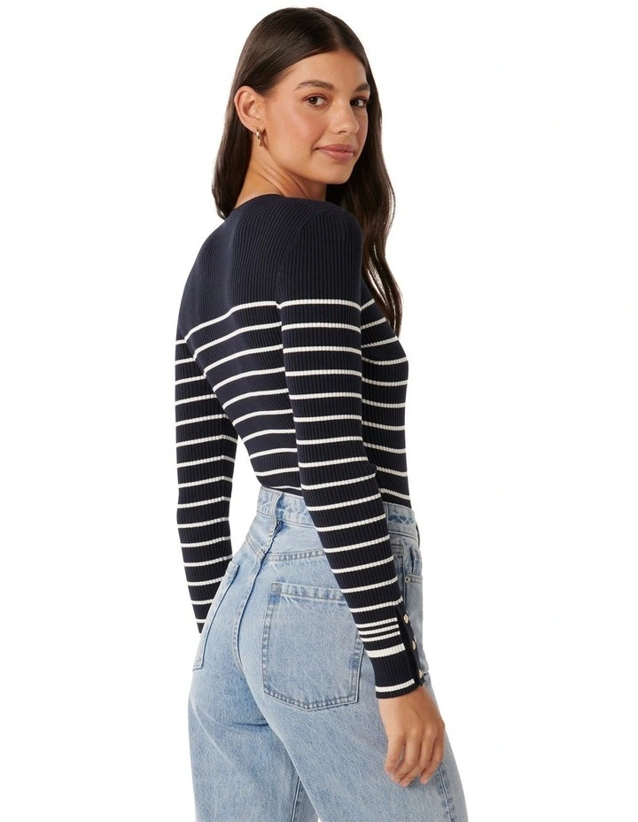 Della Rib Knit Jumper in Navy