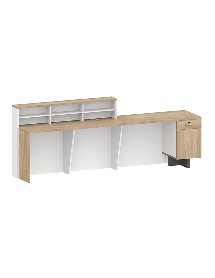 Helmer Reception Desk 2.4m Left Panel in Oak/White