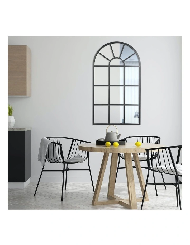 Abbey Arch Iron Indoor Outdoor Mirror Black