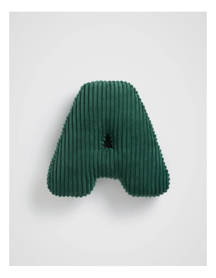 Ivy Cord Initial Cushion A in Green