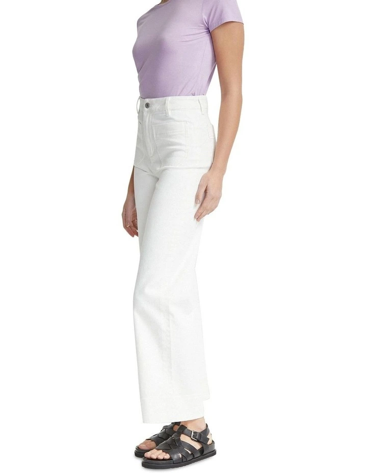 Alexa Patch Pocket Wide Leg Jeans in Ecru