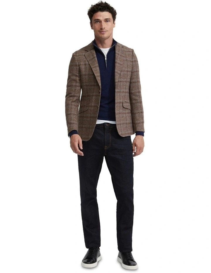 Blake Wool Rich Checked Blazer in Nutshell