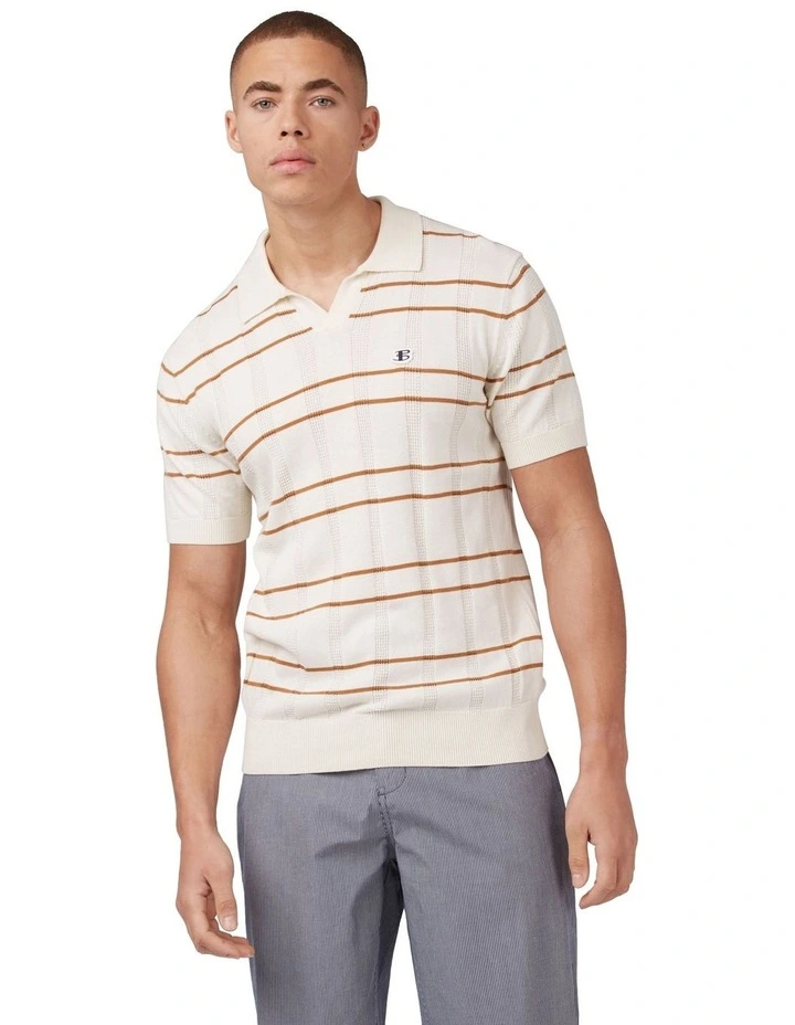 Open Neck Polo Shirt in Ivory