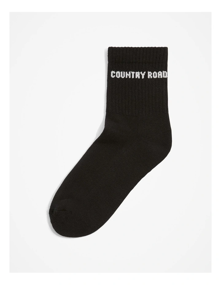Australian Cotton Blend CR Sport Quarter Crew Sock in Black