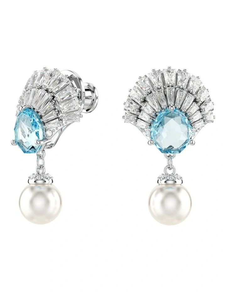 Idyllia Drop Earrings Shell Rhodium Plated in Blue