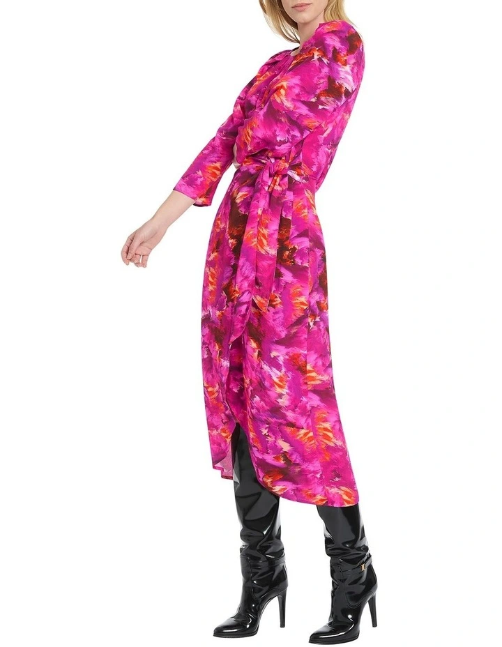 Romi Mock Tie Dress in Multi