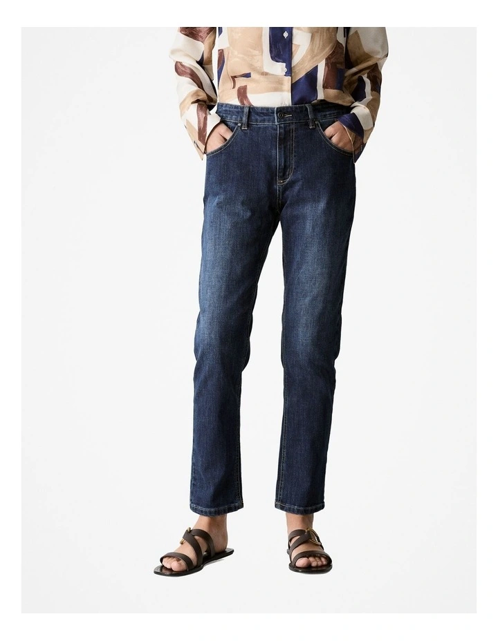 Australian Cotton Blend Boyfriend Jean in Washed Indigo