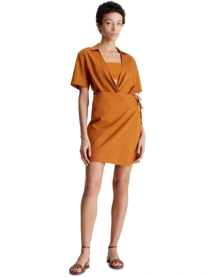 Summer Tencel Mini Wrap Dress in Allspice