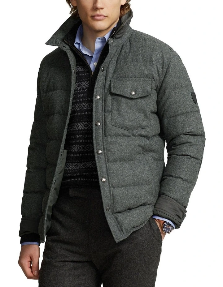 Wool-Blend Down Jacket in Grey