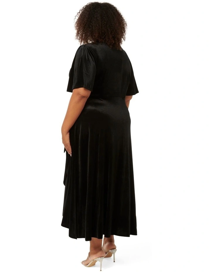 Violet Velvet Wrap Dress in Black