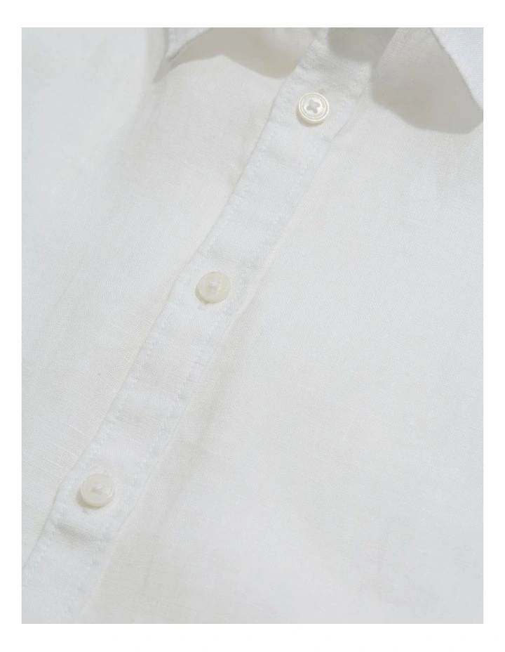 Linen Short Sleeve Shirt in White