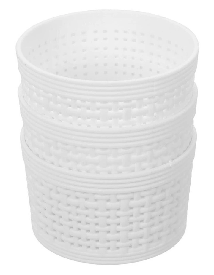 3pc 10cm Round Ivy Weave Home/Kitchen Storage Basket Assorted