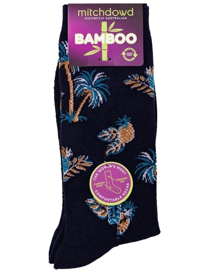 Bamboo Comfort Palms Socks in Navy