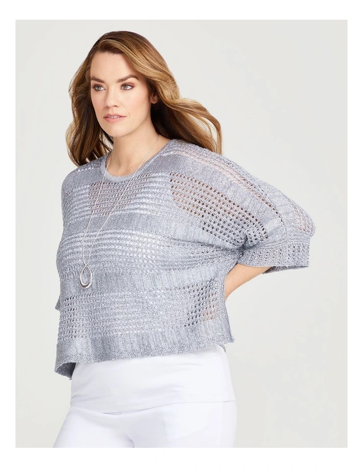 Pointelle Sparkle Over Top in Silver