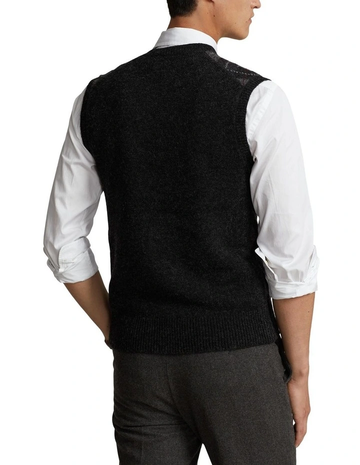Argyle Wool Sweater Vest in Grey