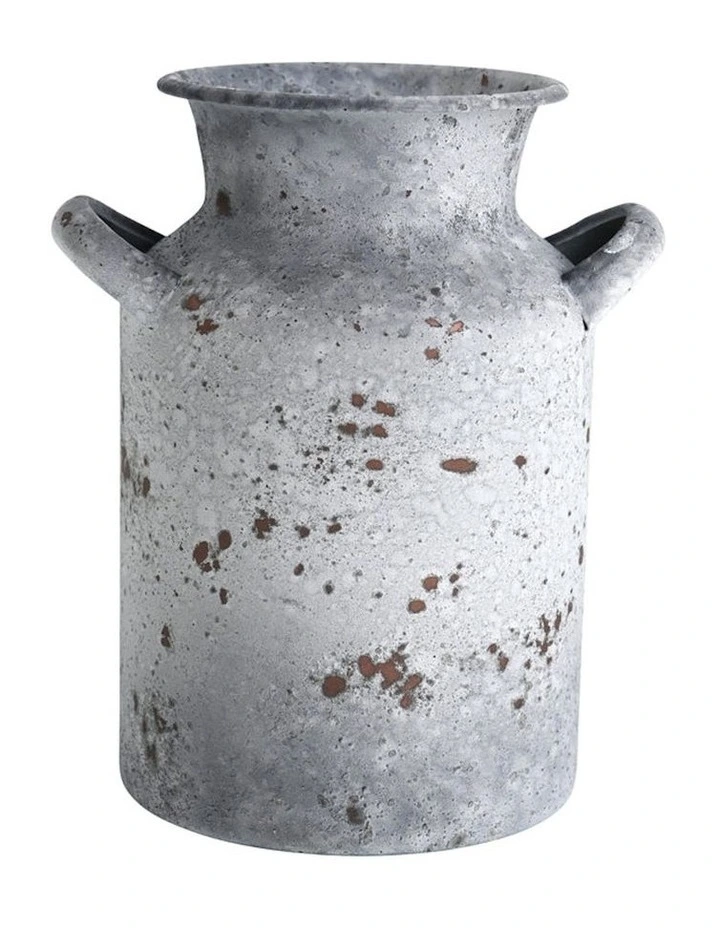 Rustic Urn in Distressed in White/Rust