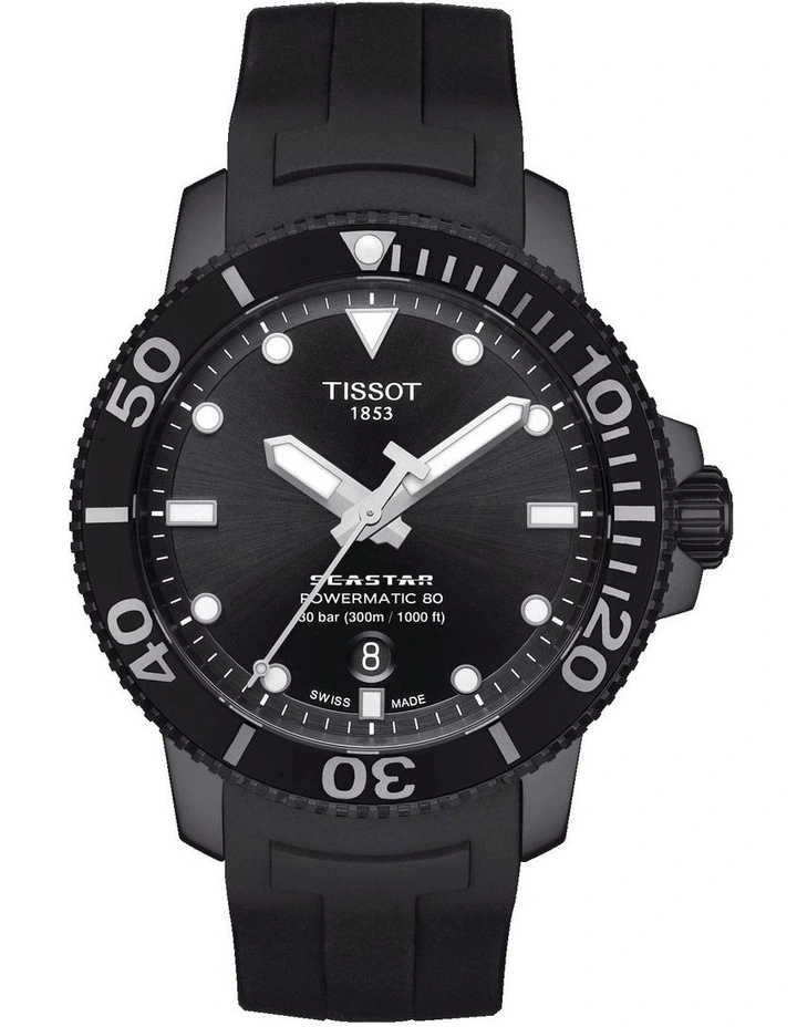 Seastar 1000 Powermatic 80 T1204073705100 Automatic Watch in Black