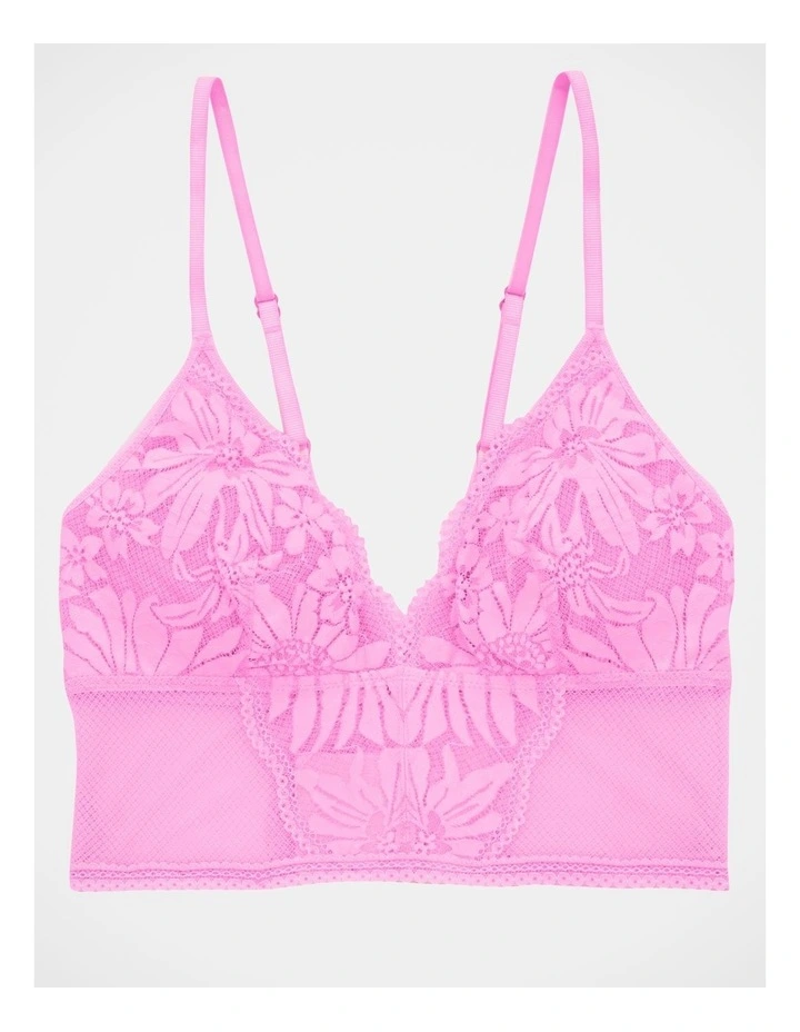Hibiscus Lace Padded Longline Bralette Bra in Best Buds
